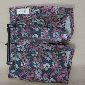 Allyance Floral Board Shorts, Mens size 40,  Pink/Gray/White.